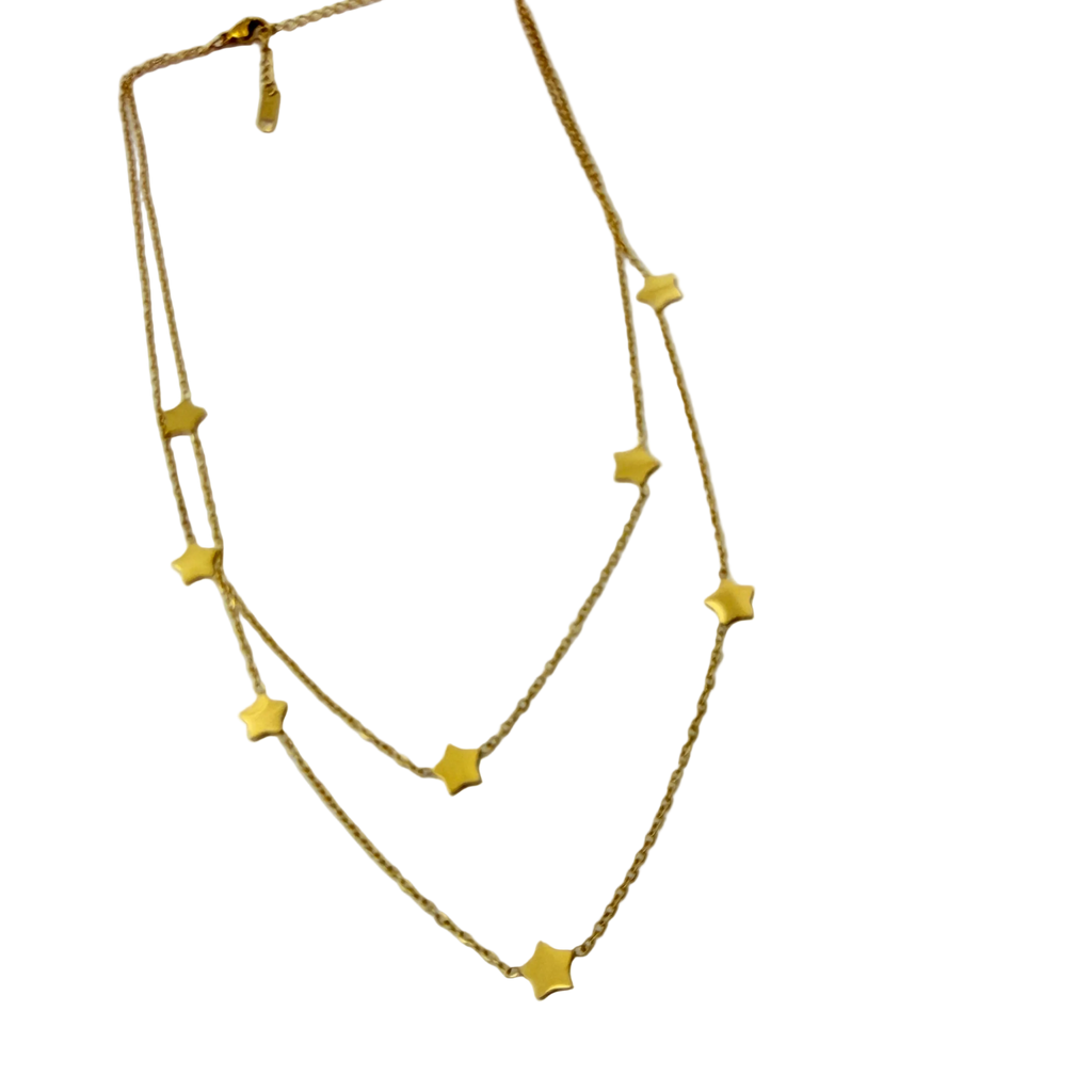 Layered Star Charm Gold Necklace