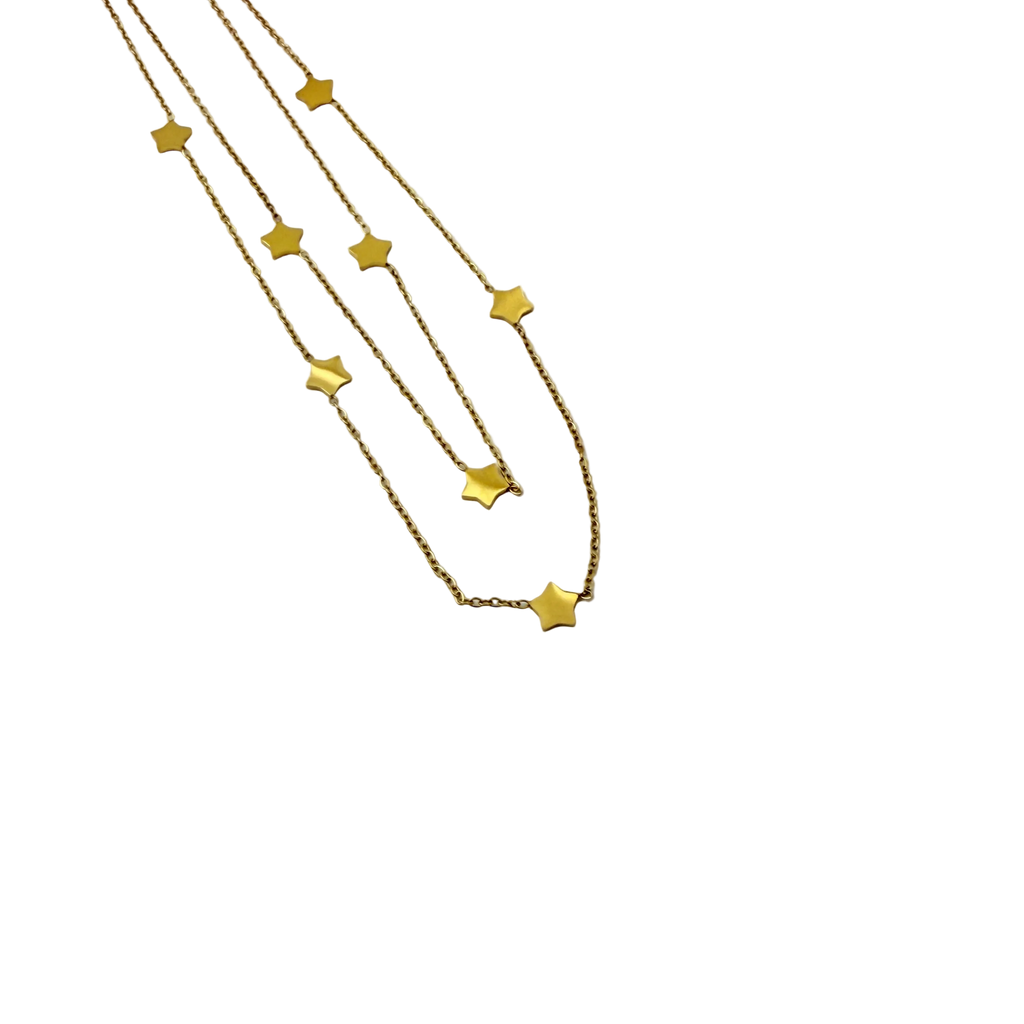 Layered Star Charm Gold Necklace