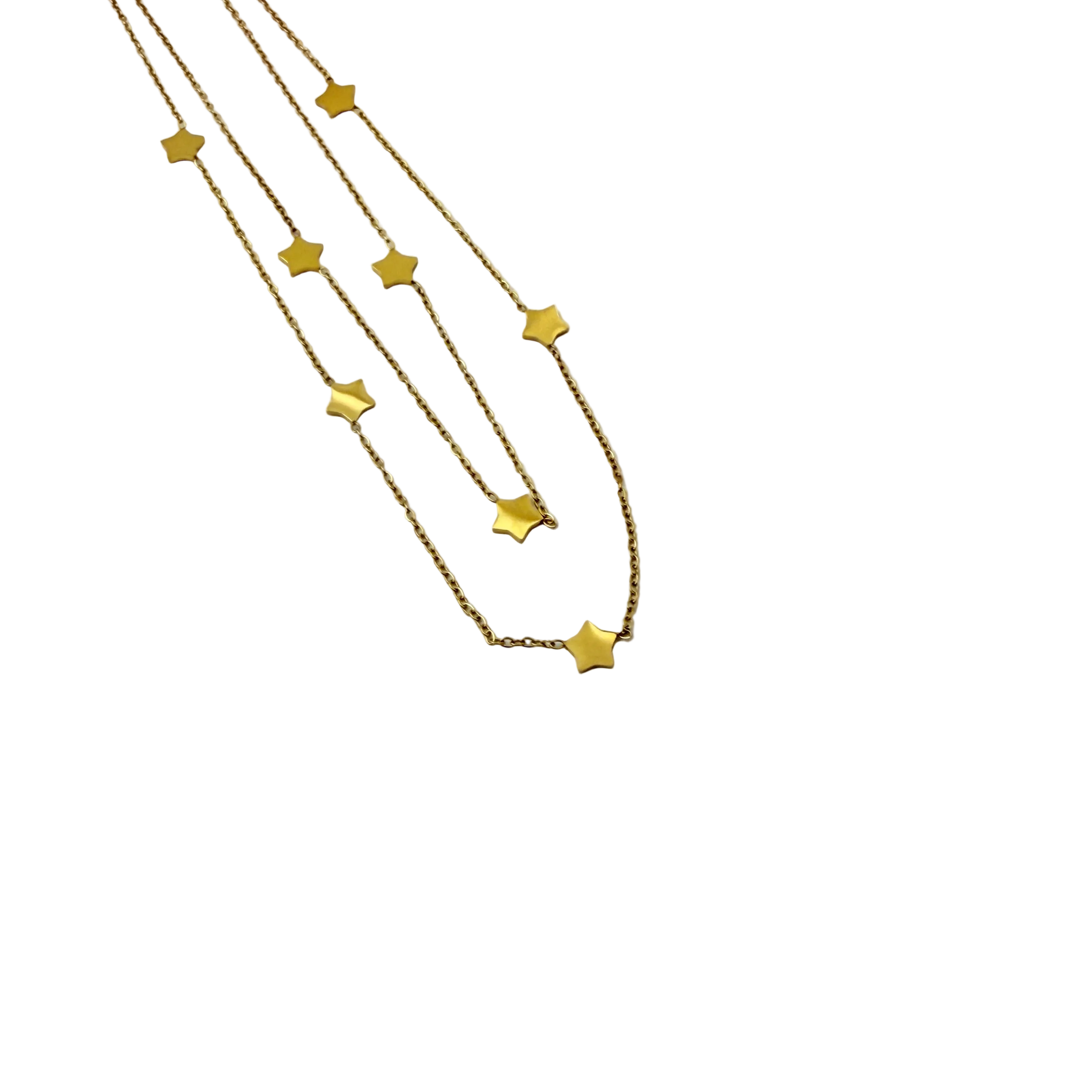 Layered Star Charm Gold Necklace
