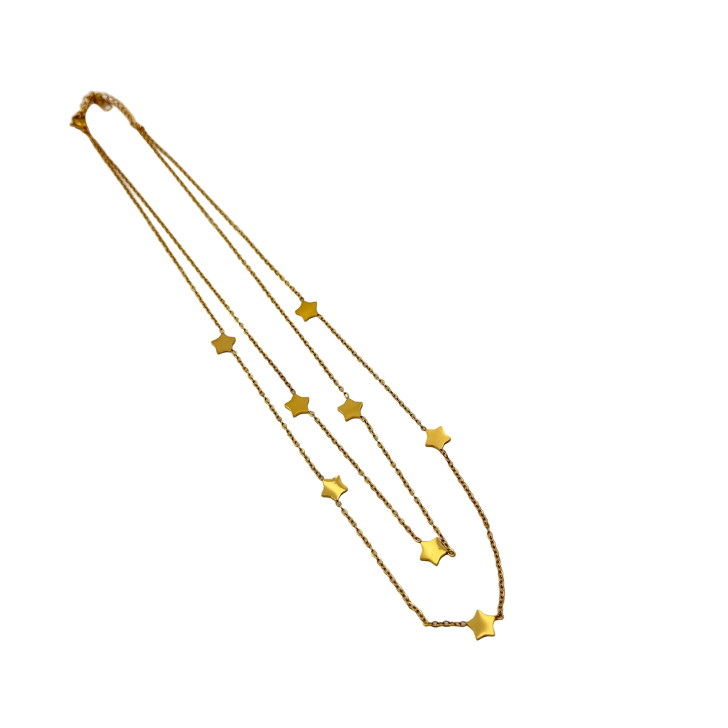 Layered Star Charm Gold Necklace