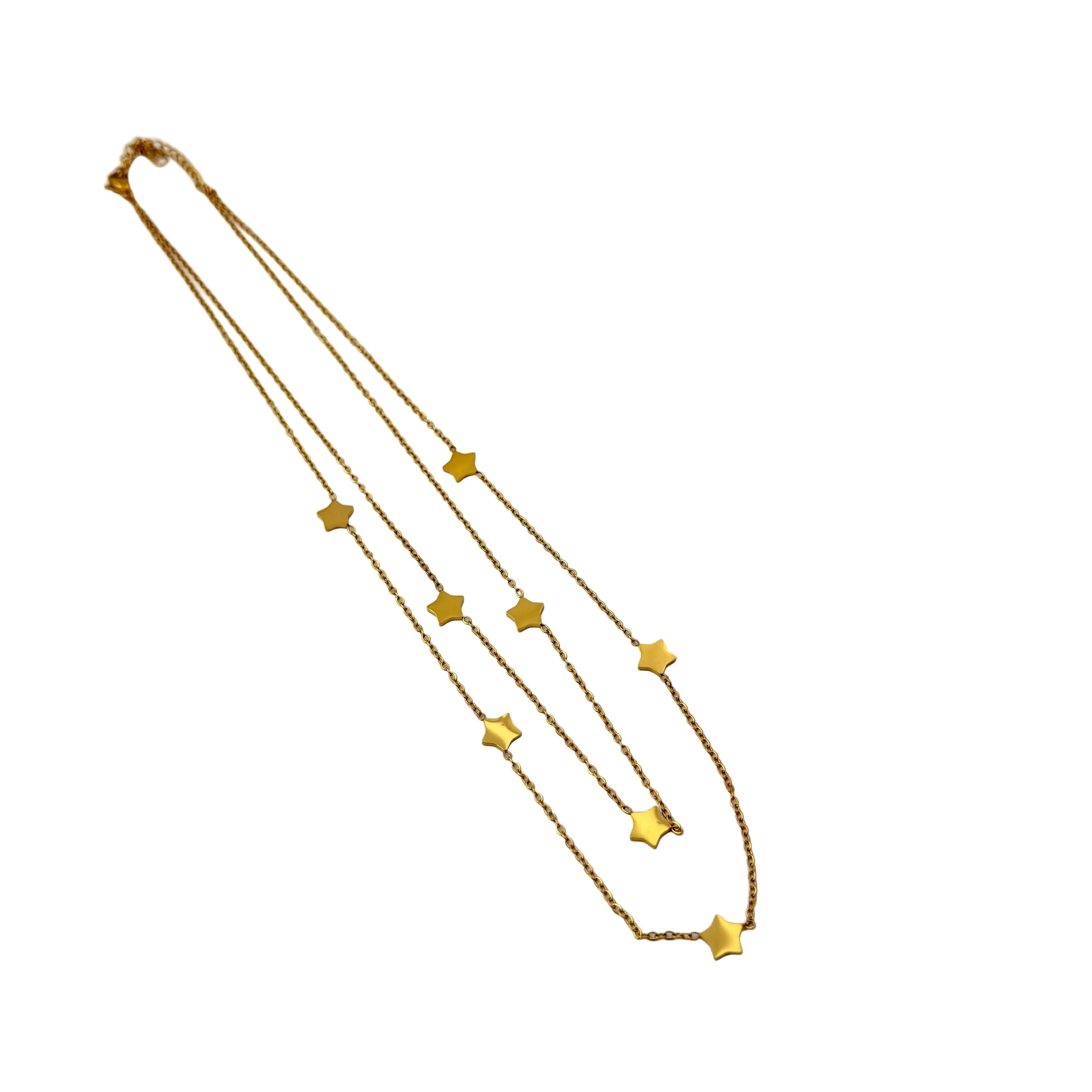 Layered Star Charm Gold Necklace
