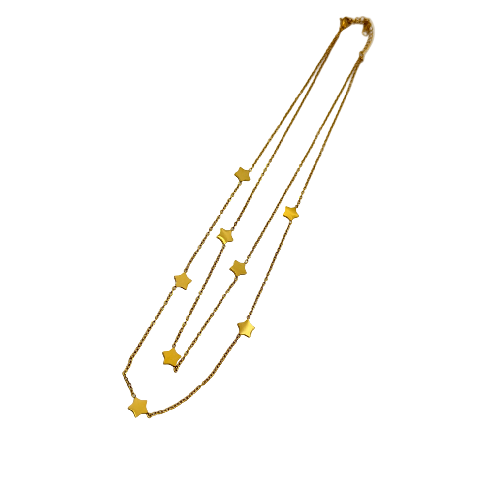 Layered Star Charm Gold Necklace