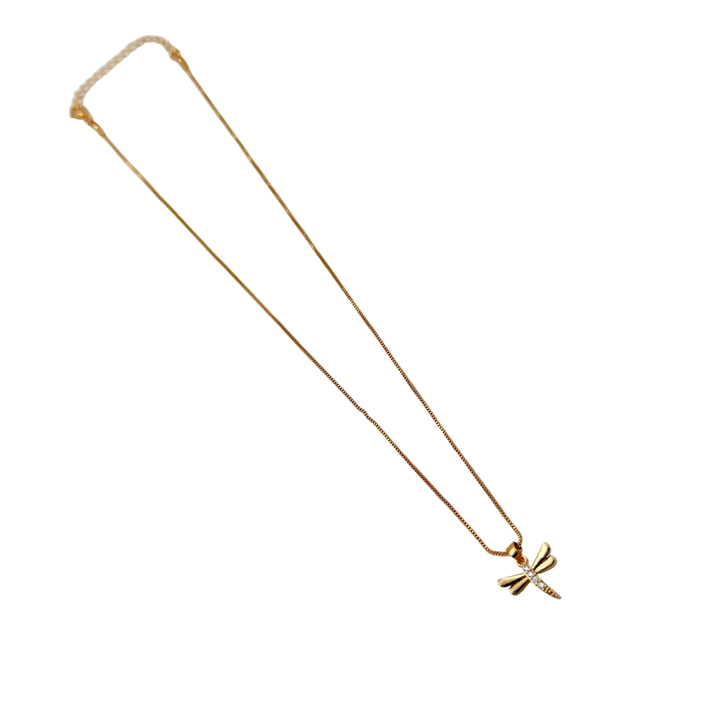 Minimal Dragonfly Gold Necklace