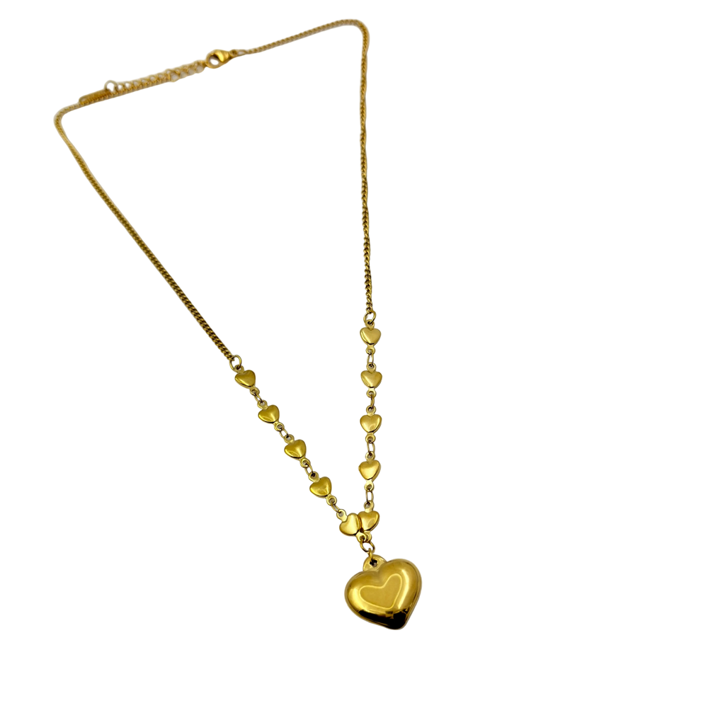 Golden Heart Cascade Necklace
