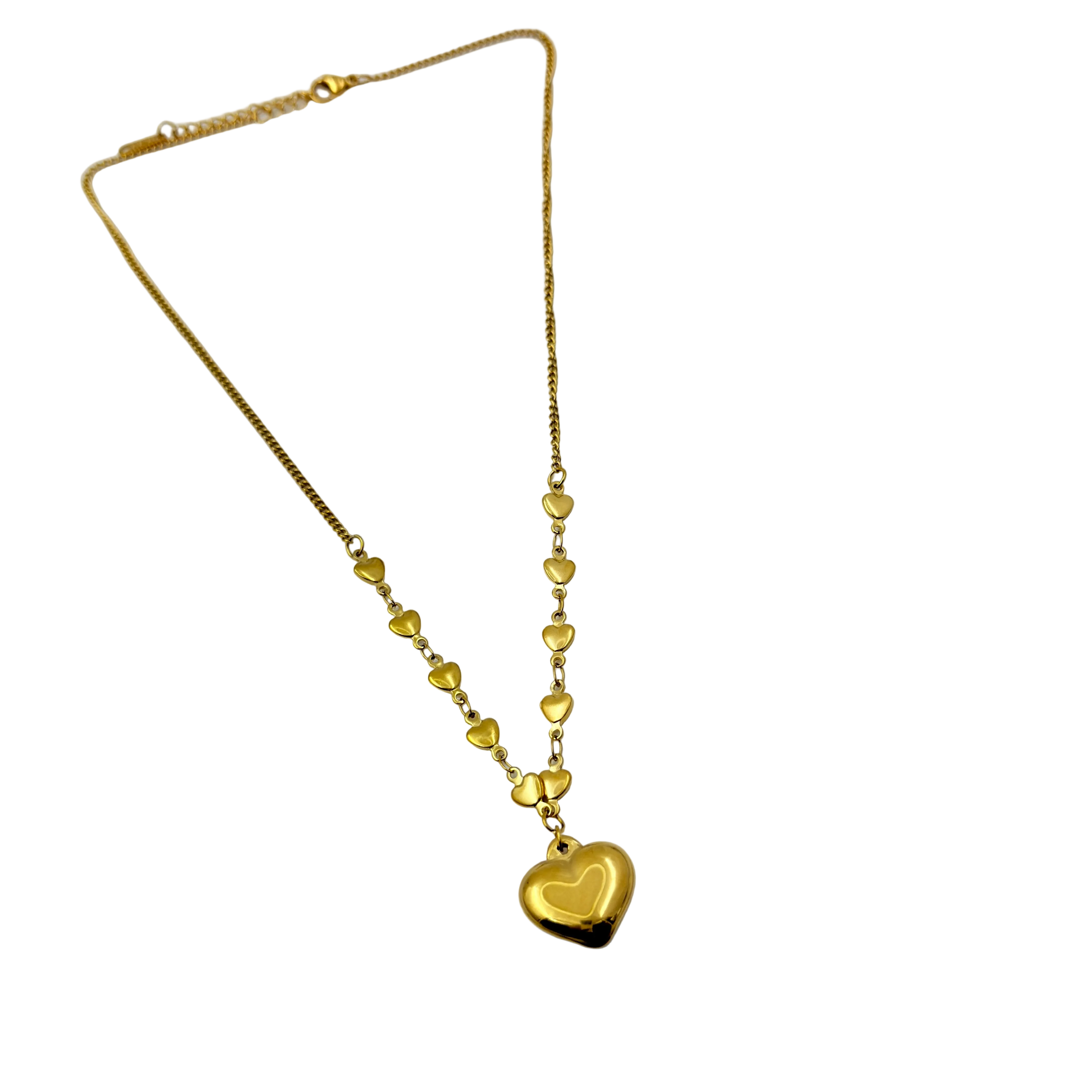 Golden Heart Cascade Necklace