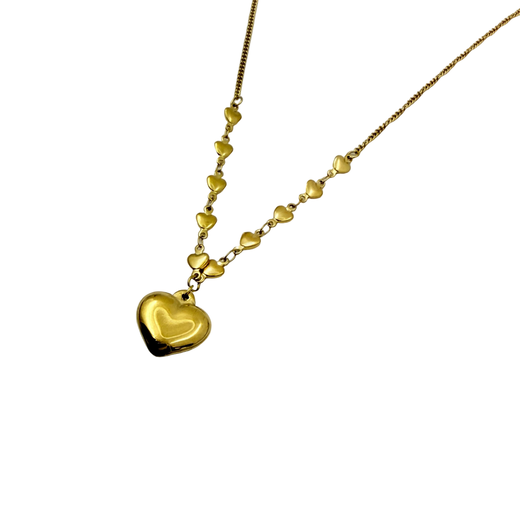 Golden Heart Cascade Necklace