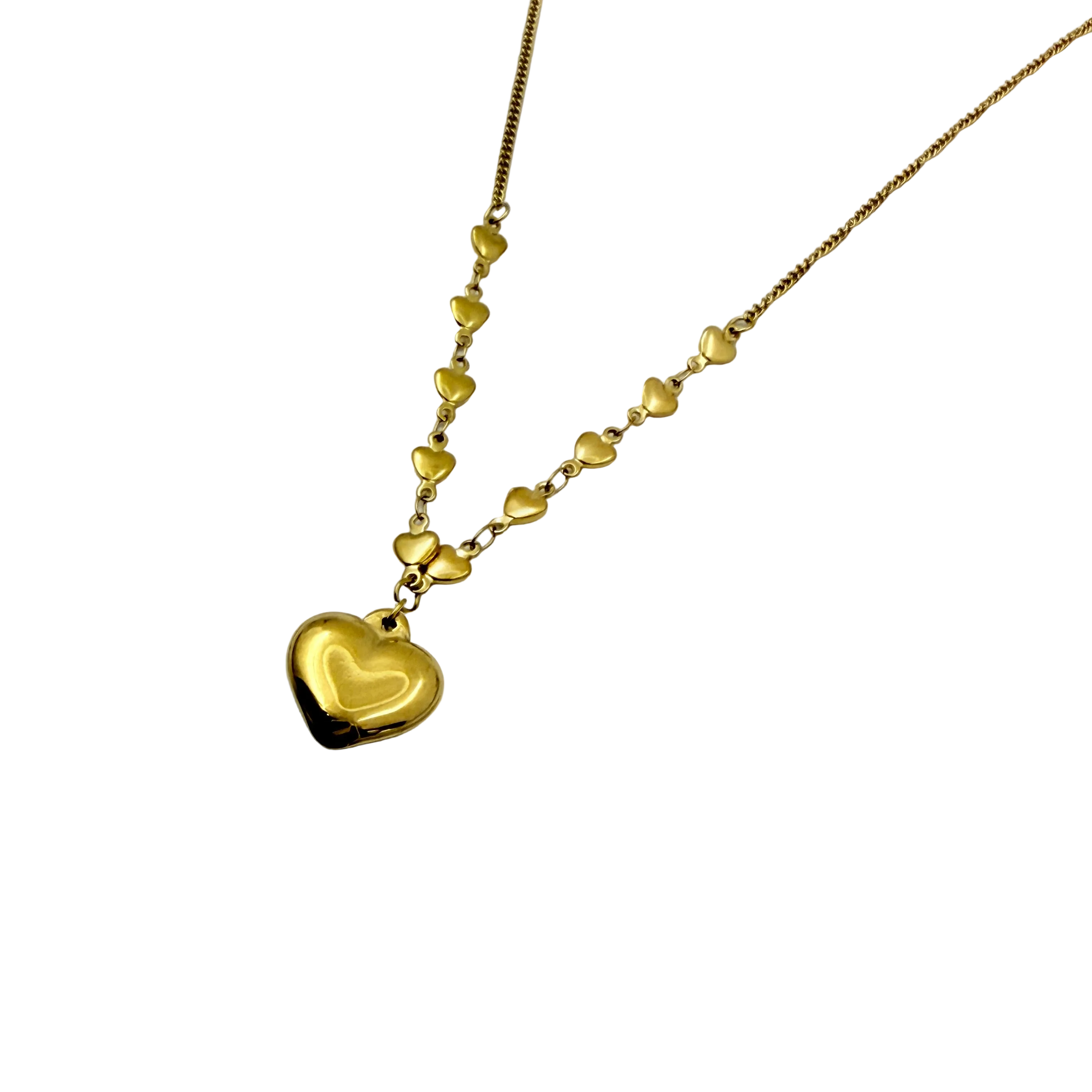 Golden Heart Cascade Necklace