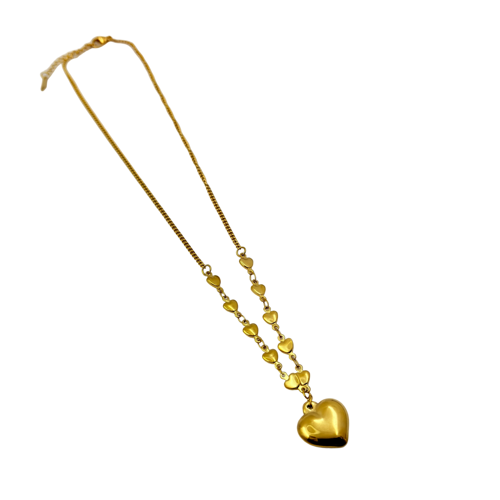 Golden Heart Cascade Necklace