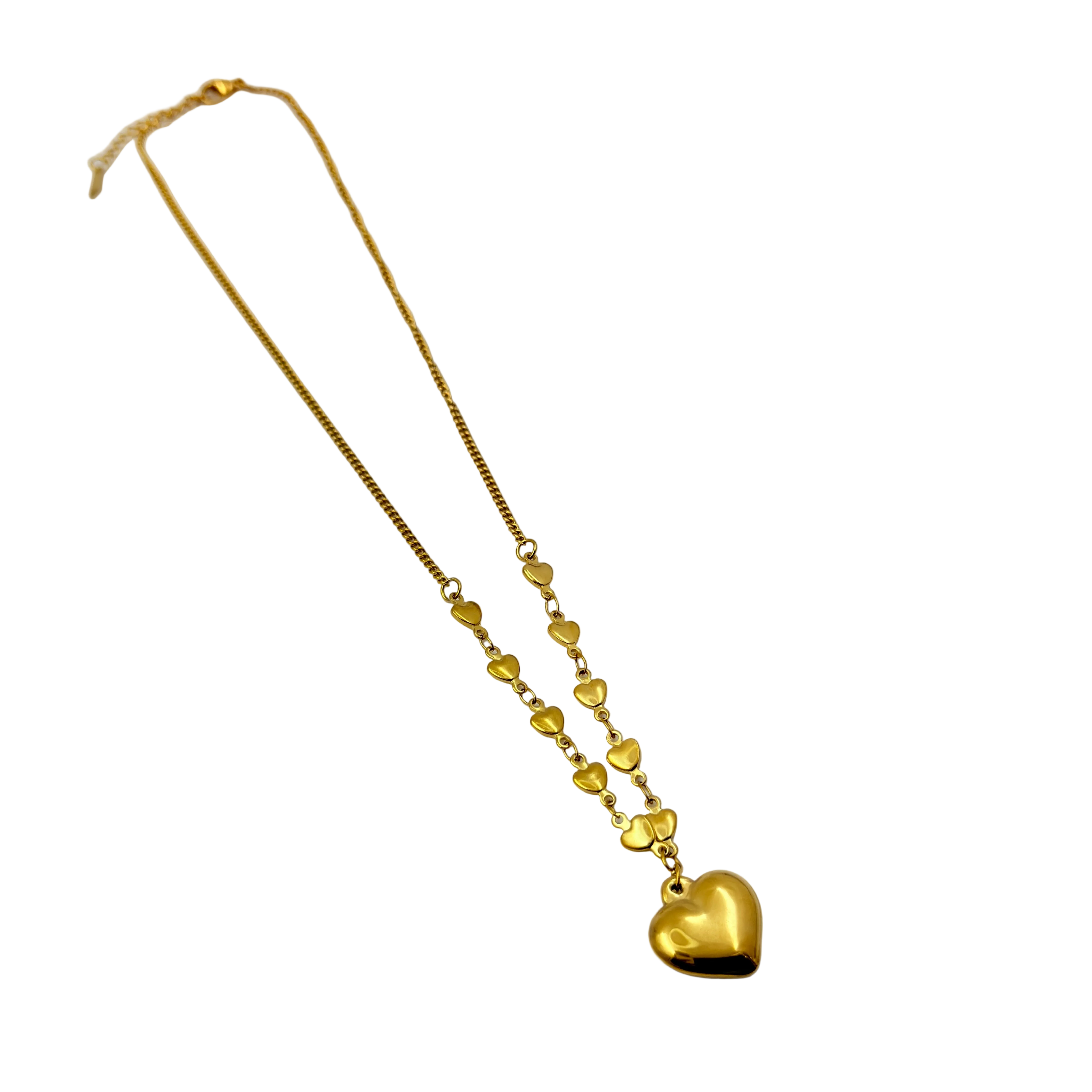 Golden Heart Cascade Necklace