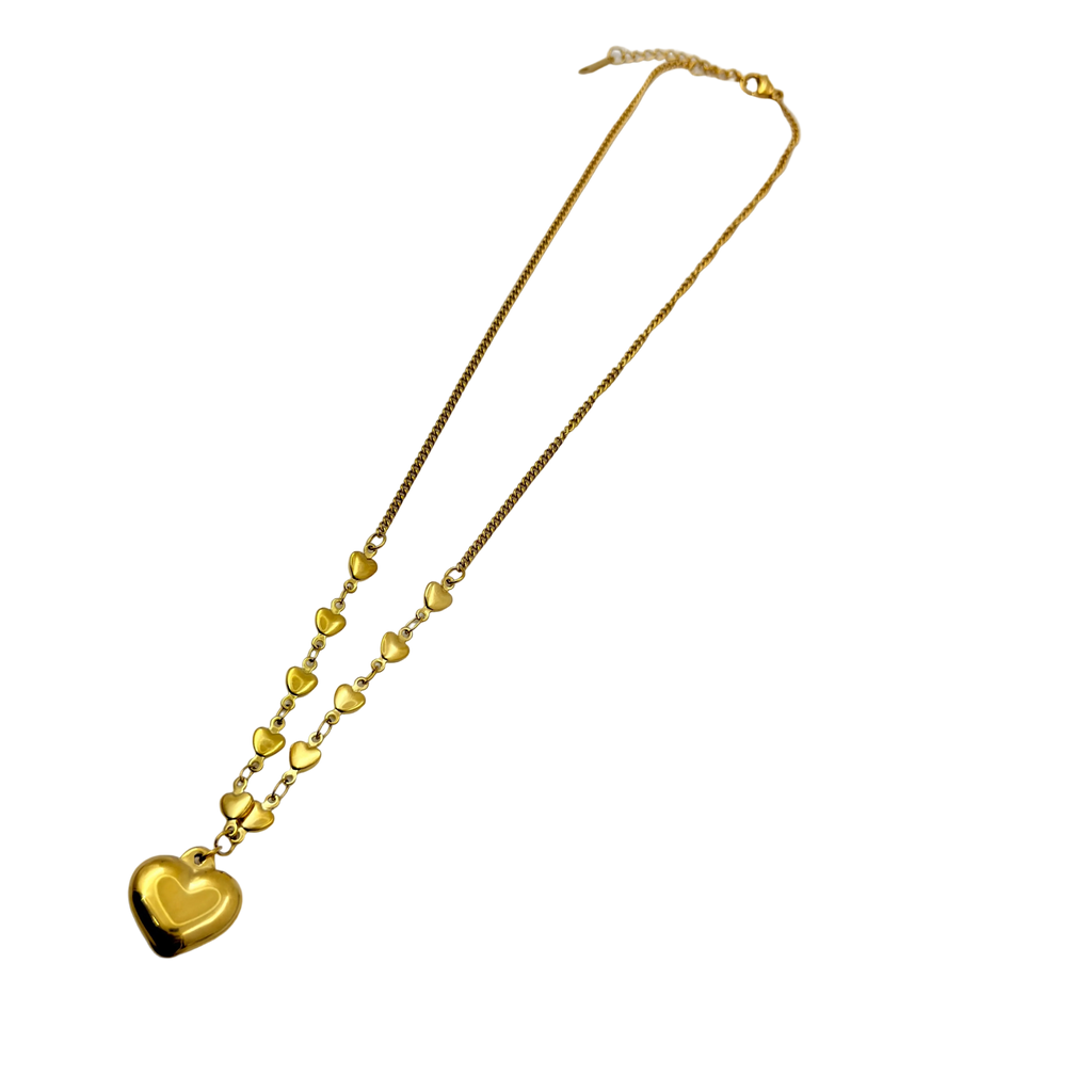 Golden Heart Cascade Necklace