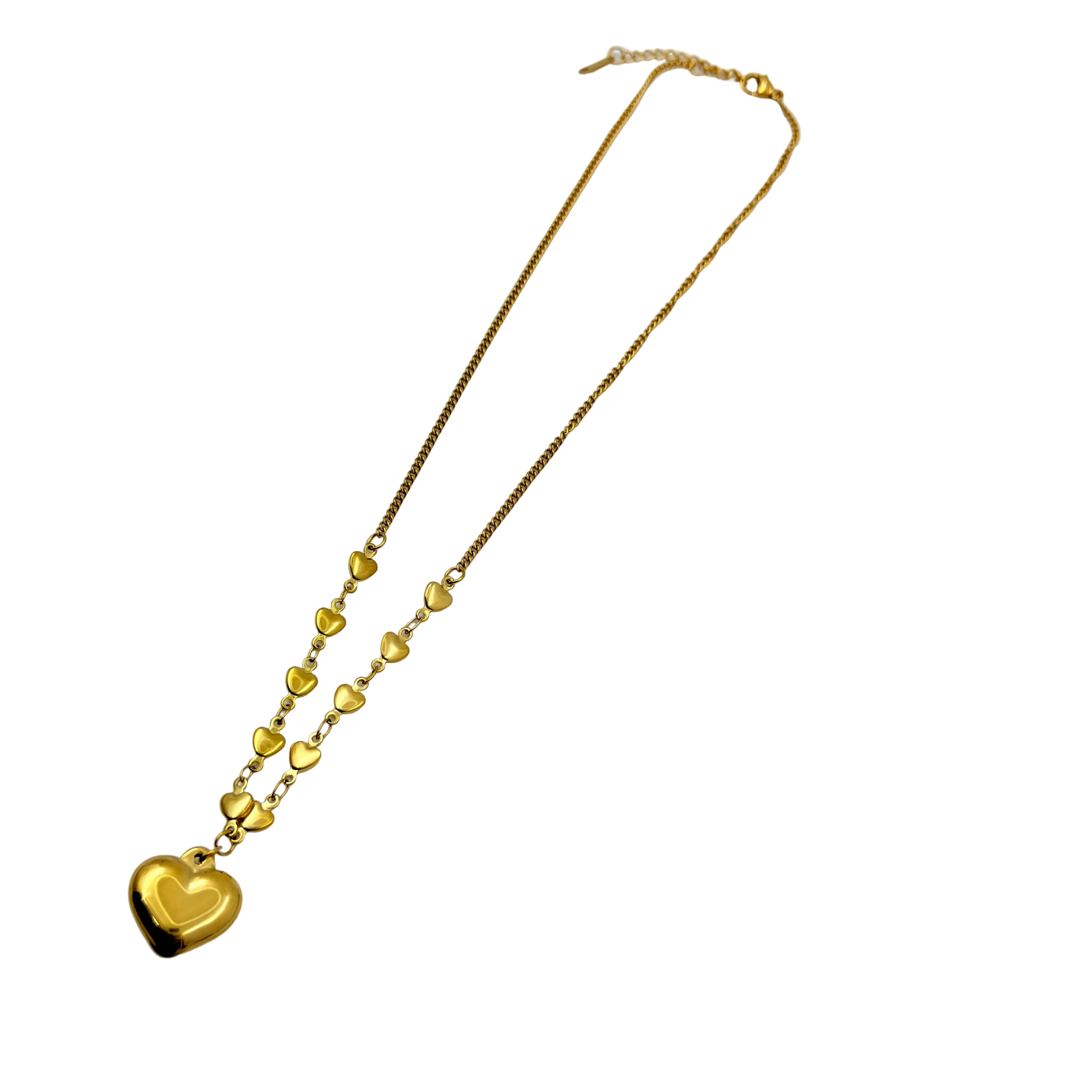 Golden Heart Cascade Necklace