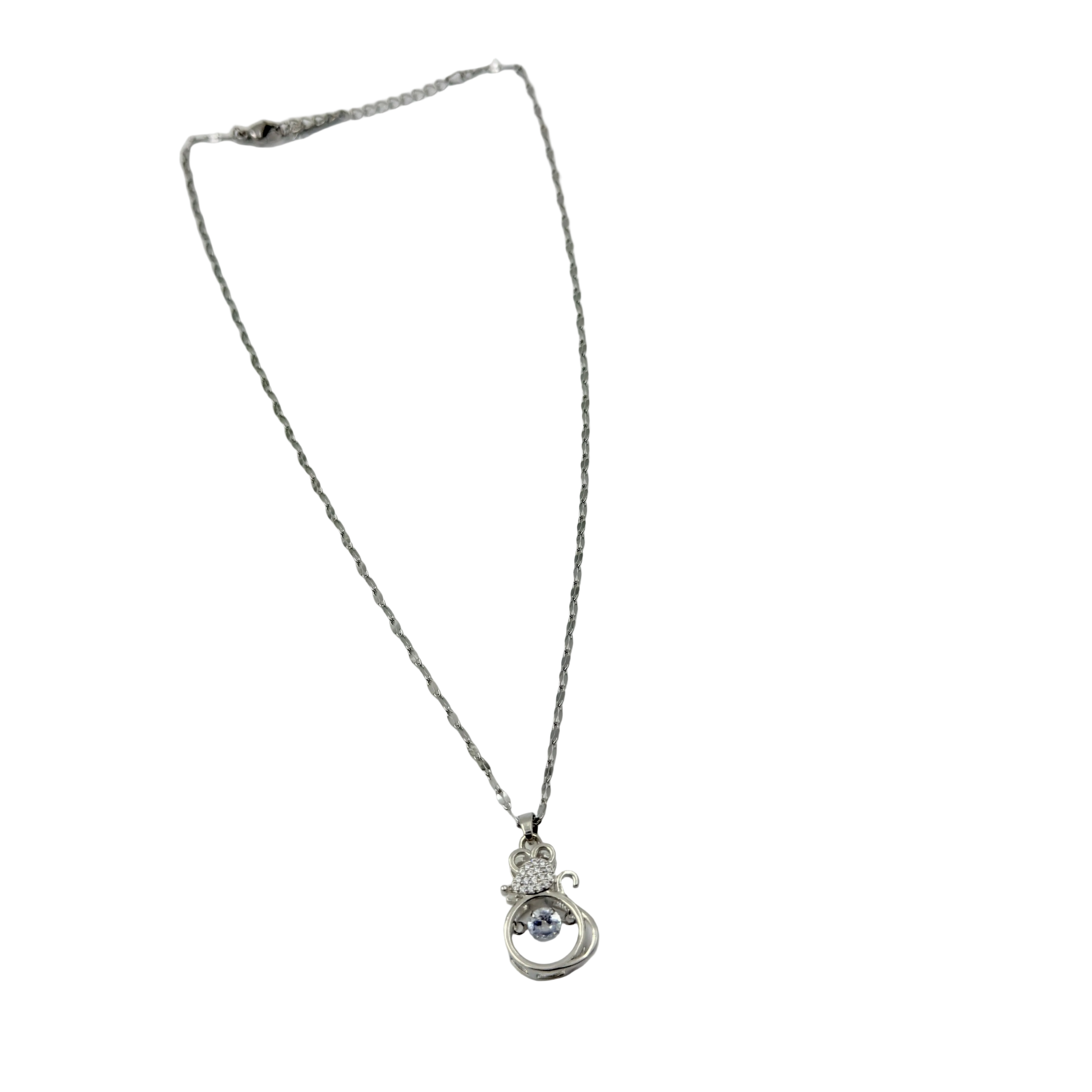 Crystal Kitty Charm Necklace