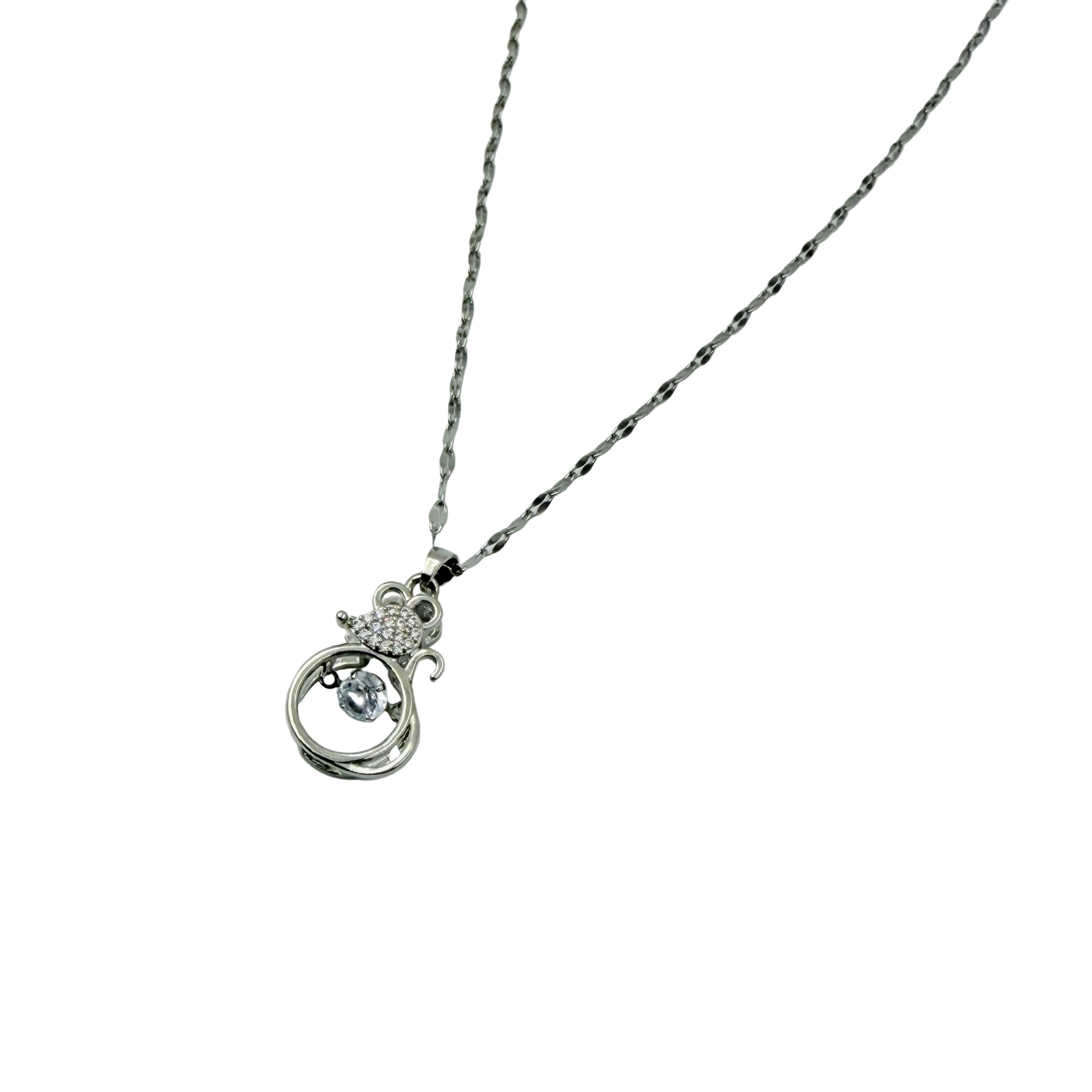 Crystal Kitty Charm Necklace