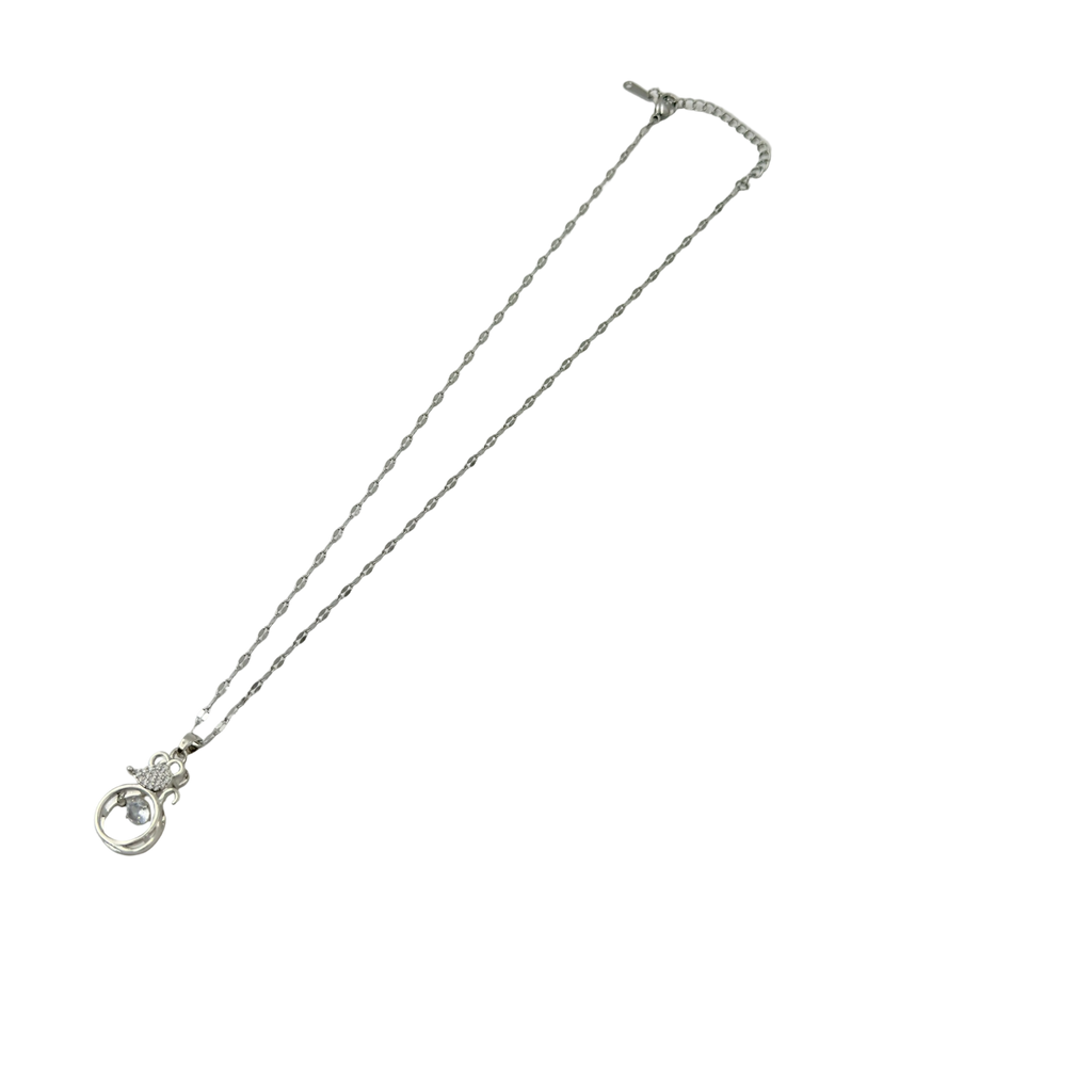 Crystal Kitty Charm Necklace