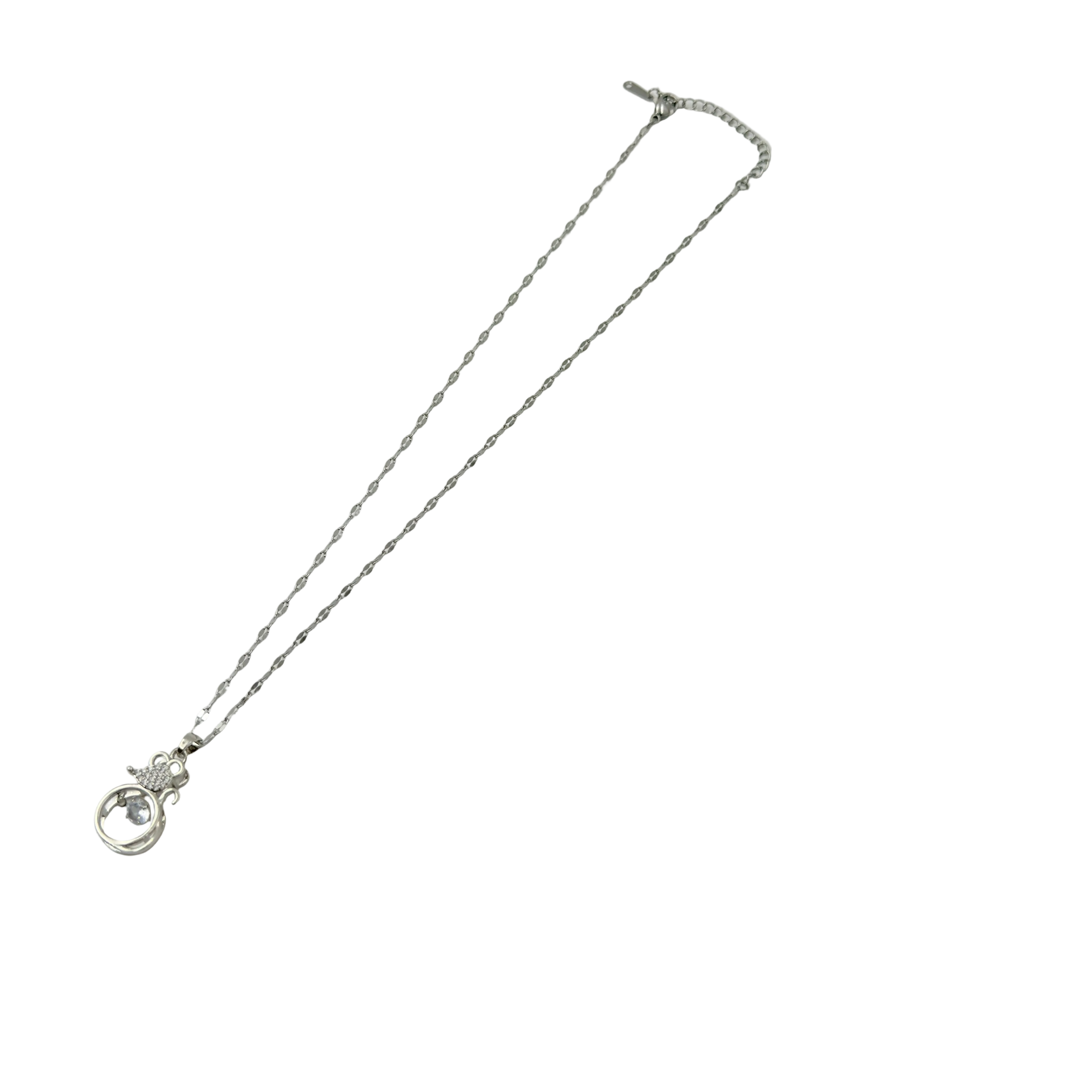 Crystal Kitty Charm Necklace