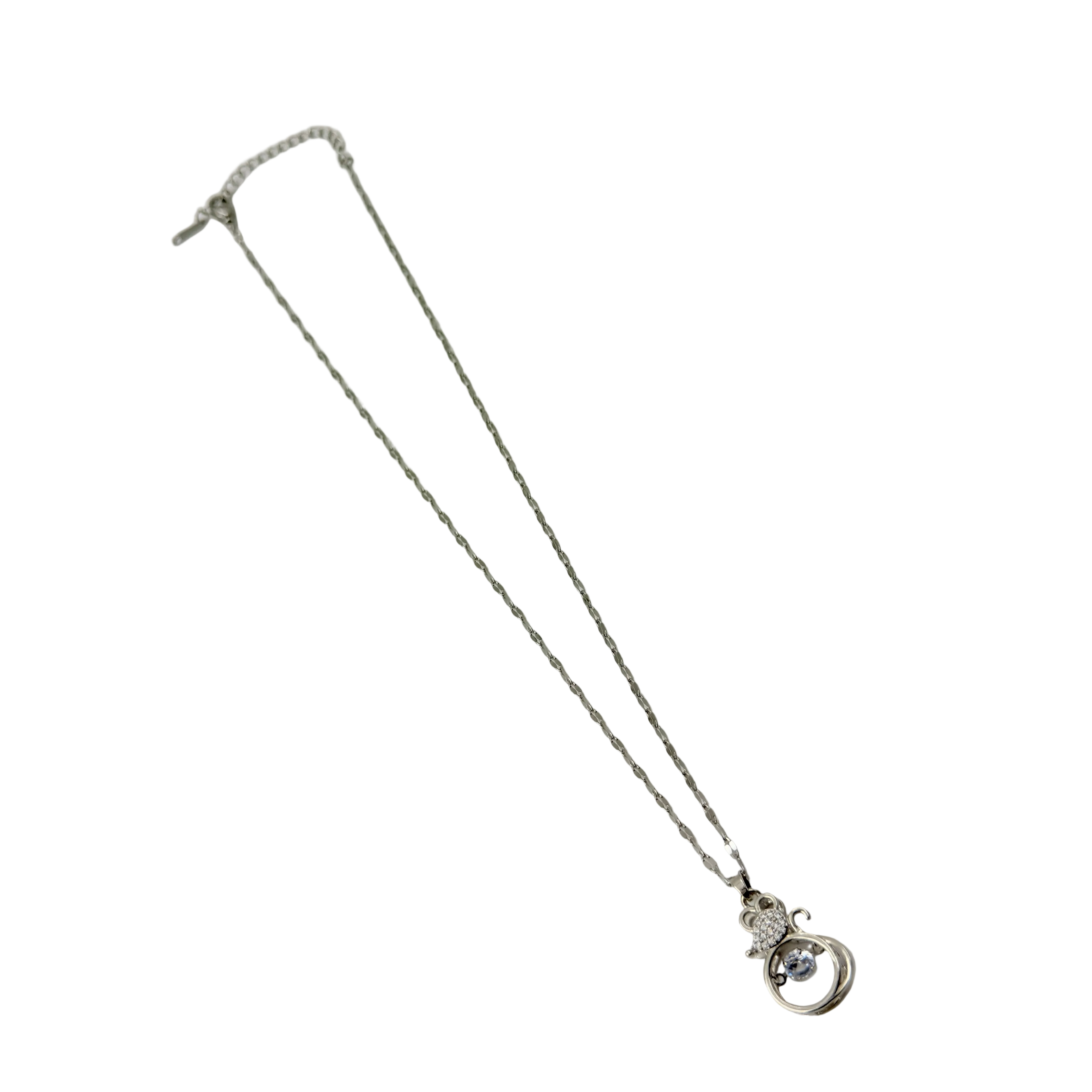 Crystal Kitty Charm Necklace