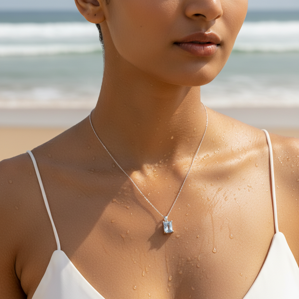 Radiant Emerald-Cut Crystal Necklace