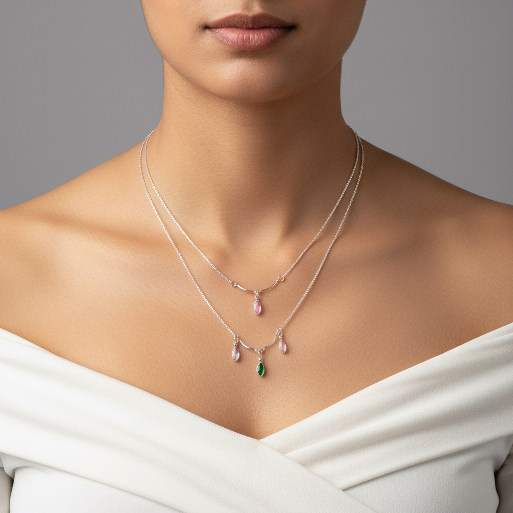 Pastel Leaf Layered Necklace