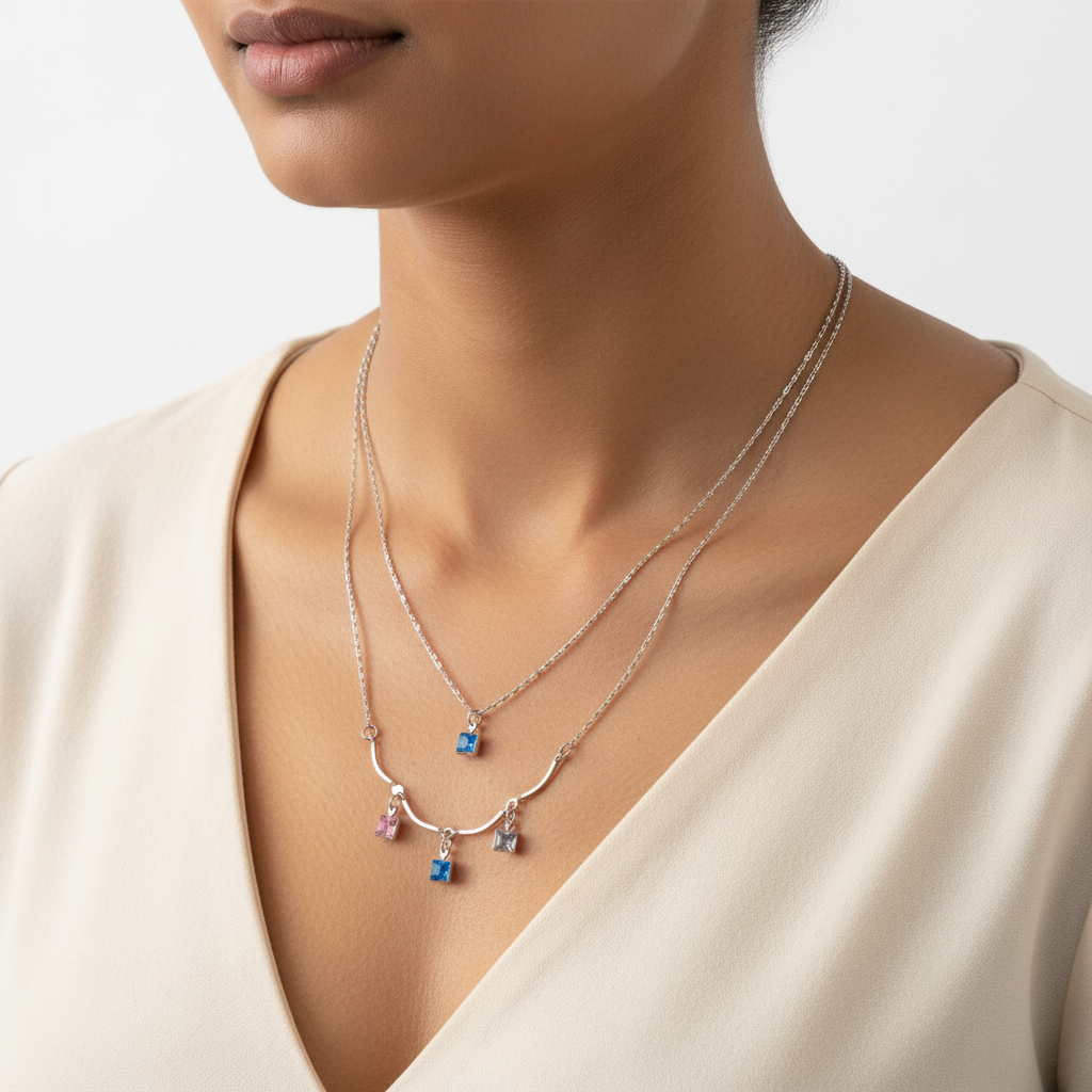 Pastel Crystal Layered Necklace
