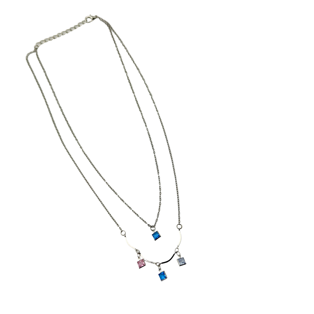 Pastel Crystal Layered Necklace