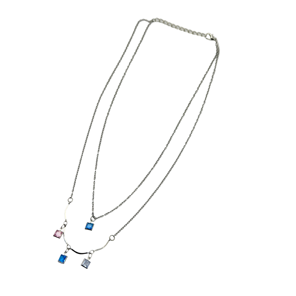Pastel Crystal Layered Necklace