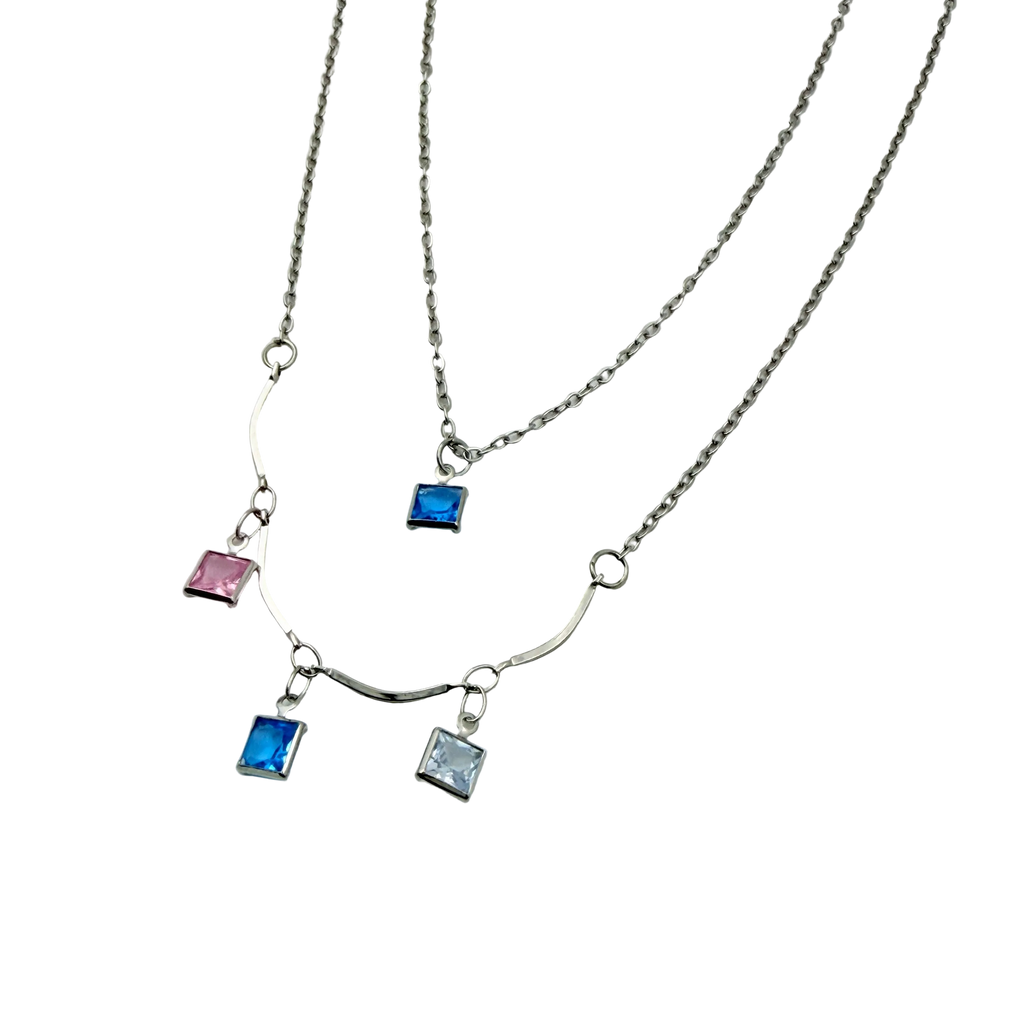 Pastel Crystal Layered Necklace