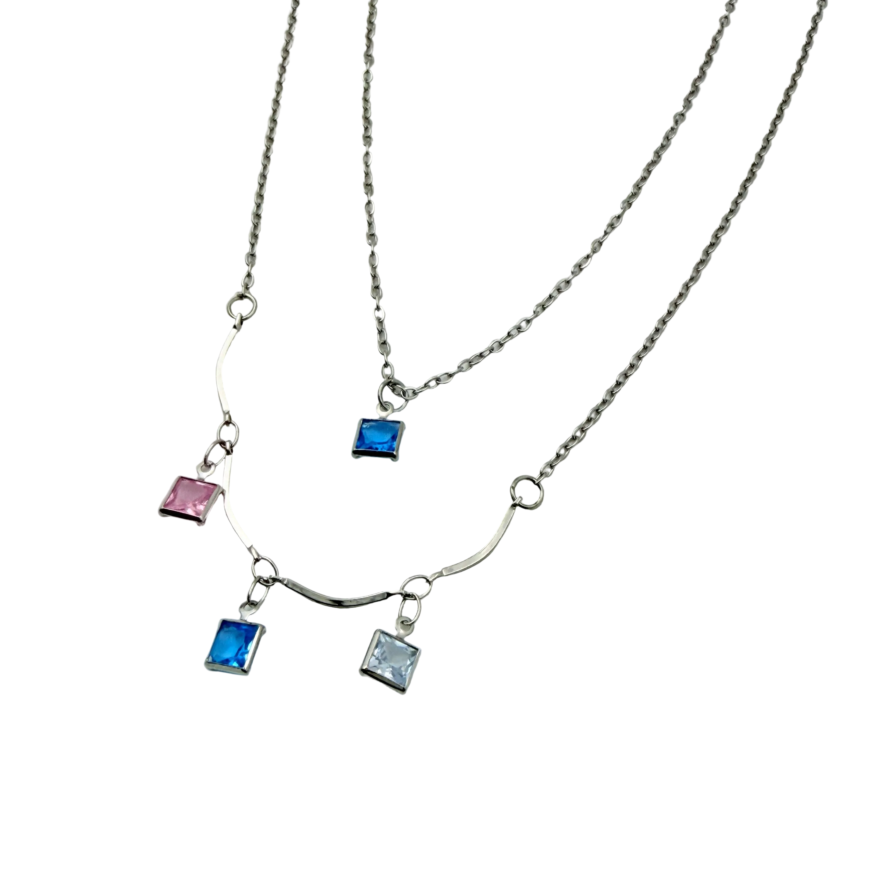 Pastel Crystal Layered Necklace