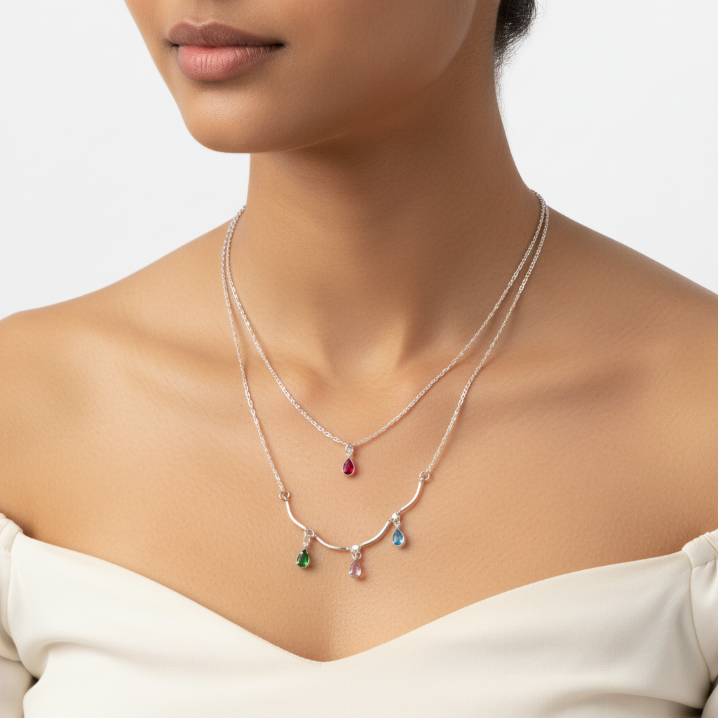 Pastel Drop Layered Necklace