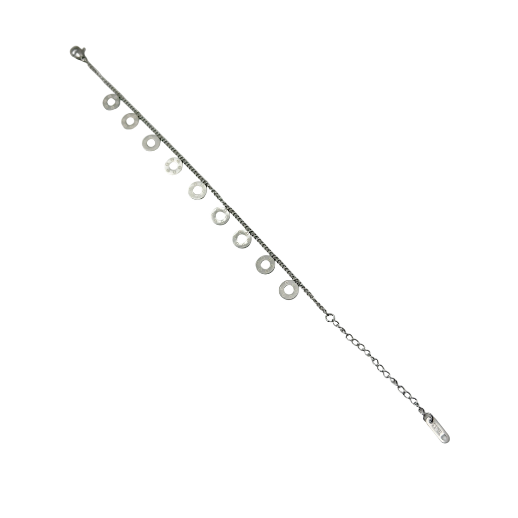 Minimal Circle Charm Silver Bracelet