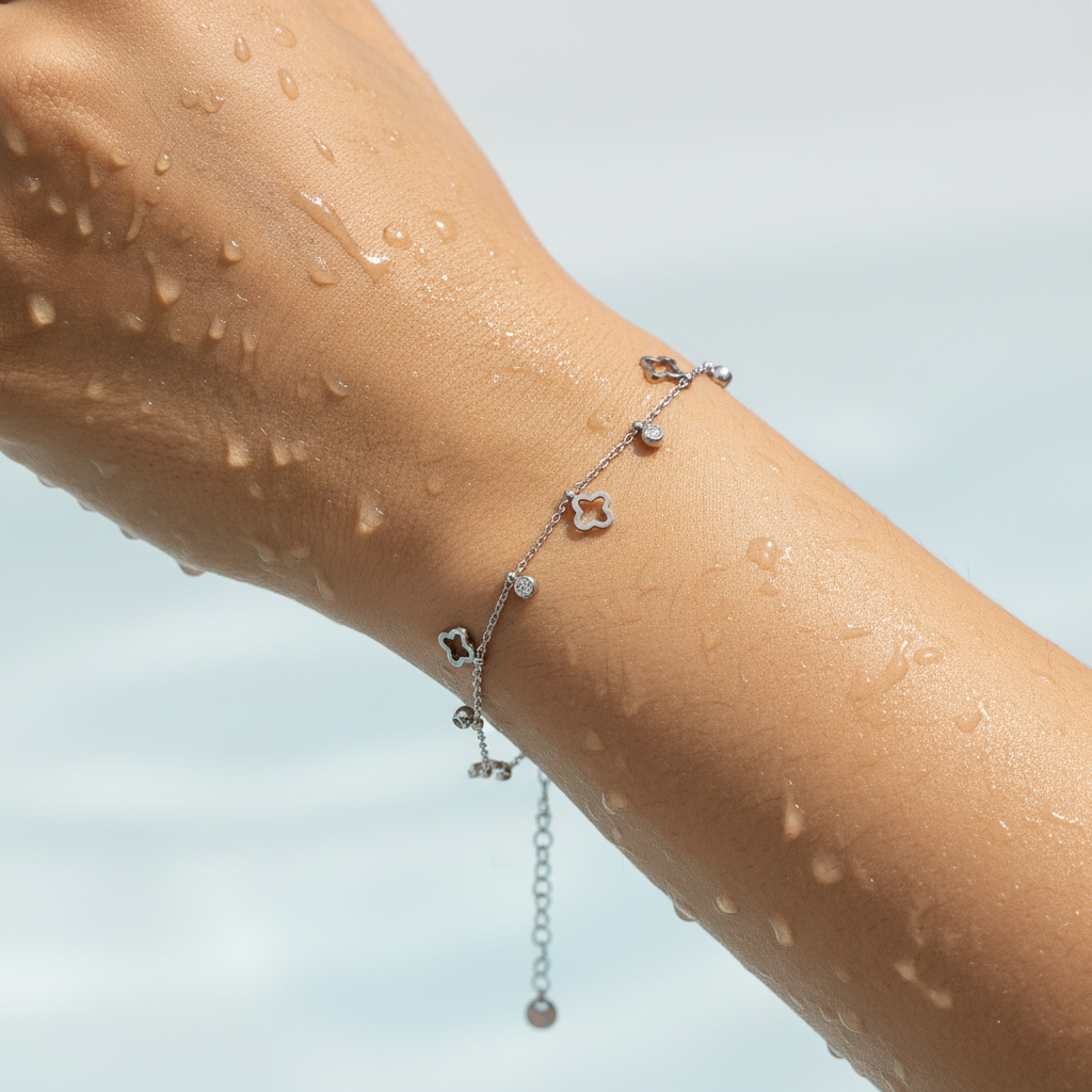 Floral Charm Silver Bracelet