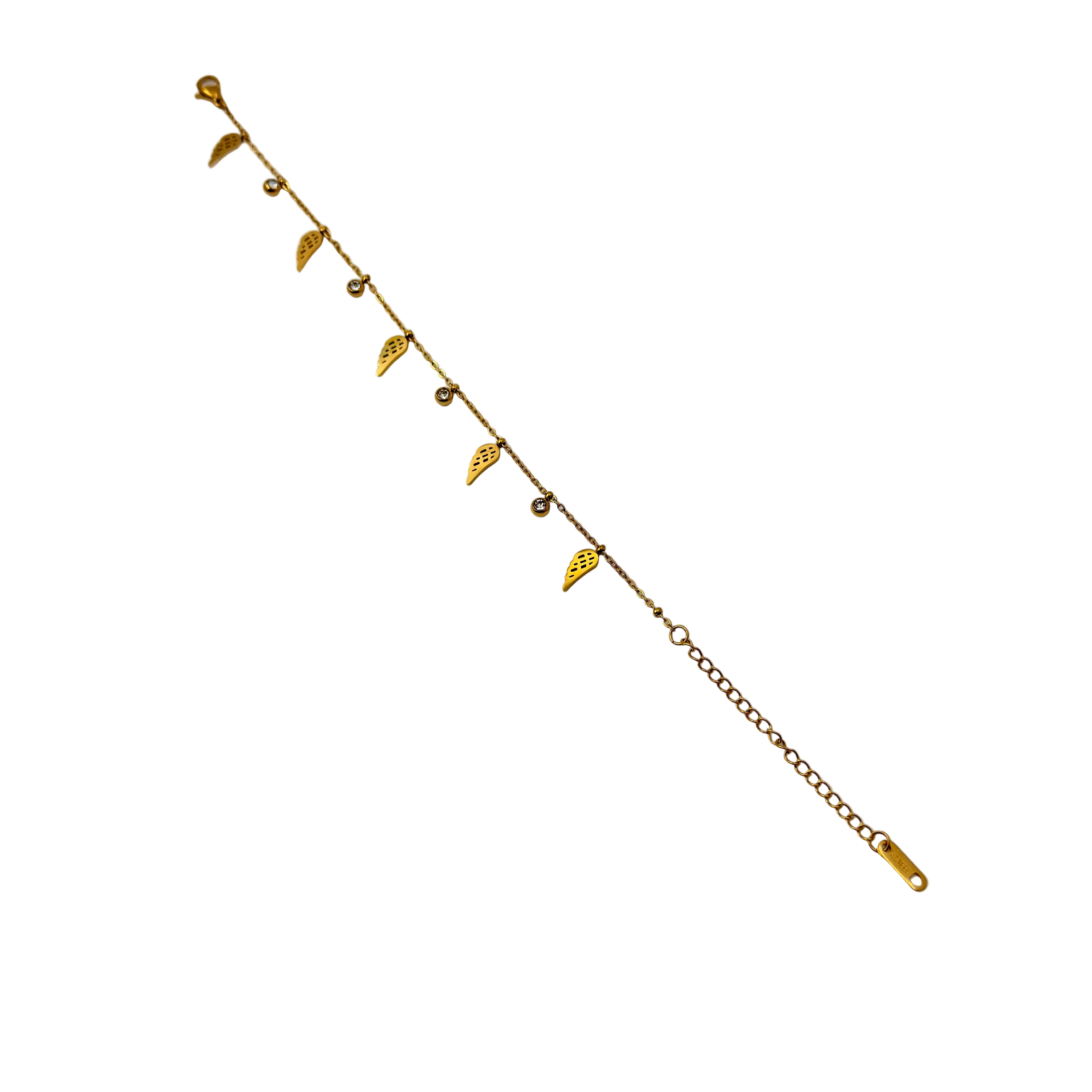 Golden Angel Wing Charm Bracelet