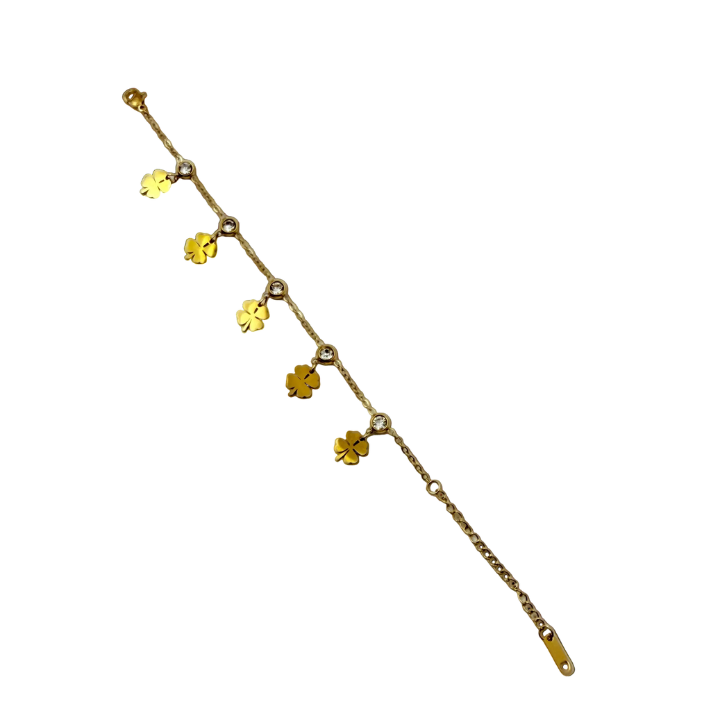 Golden Clover Charm Bracelet