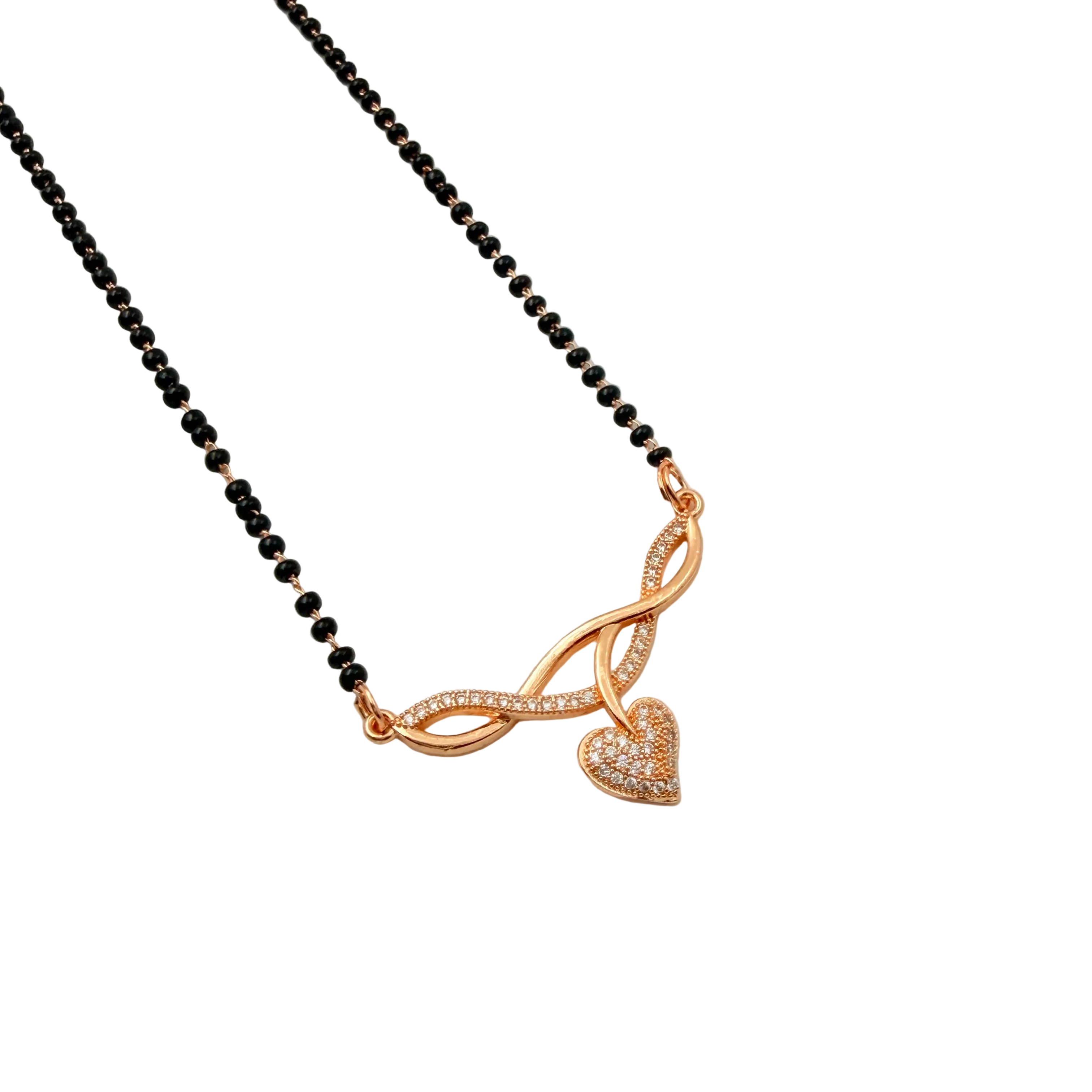 Rose Gold Heart Mangalsutra Necklace