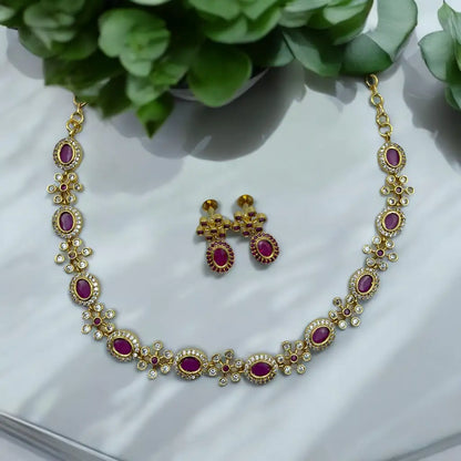 Ruby Necklace and Earrings Set