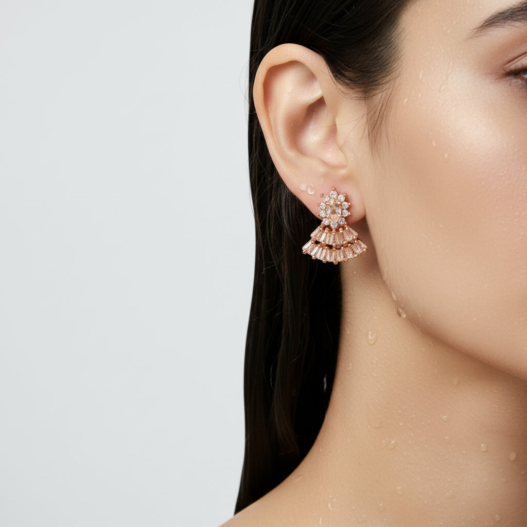 Layered CZ Fan Drop Earring