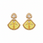 Lime Enamel Kundan Floral Statement Earrings