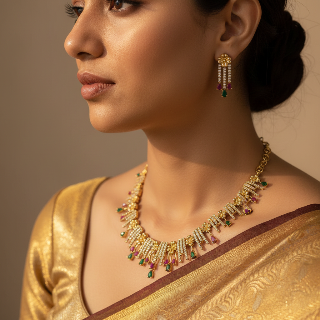 Crystal Bloom Necklace and Earrings Set
