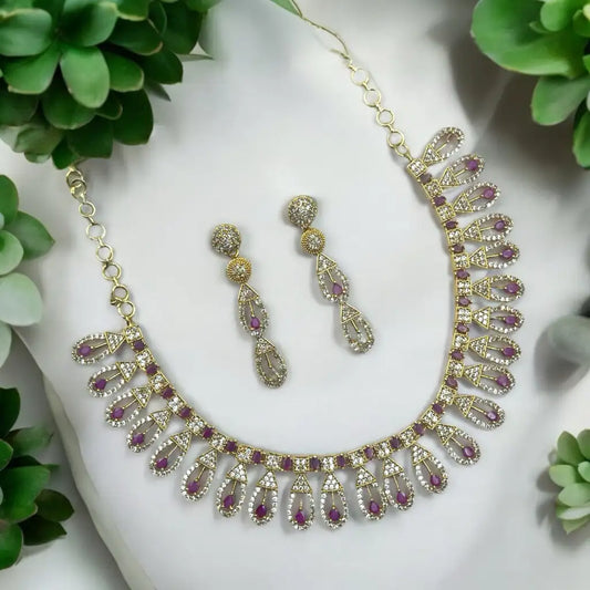 Lavender Teardrop Necklace and Earrings Set
