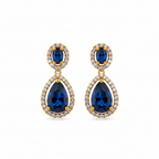 Midnight Sapphire Teardrop Halo Earrings