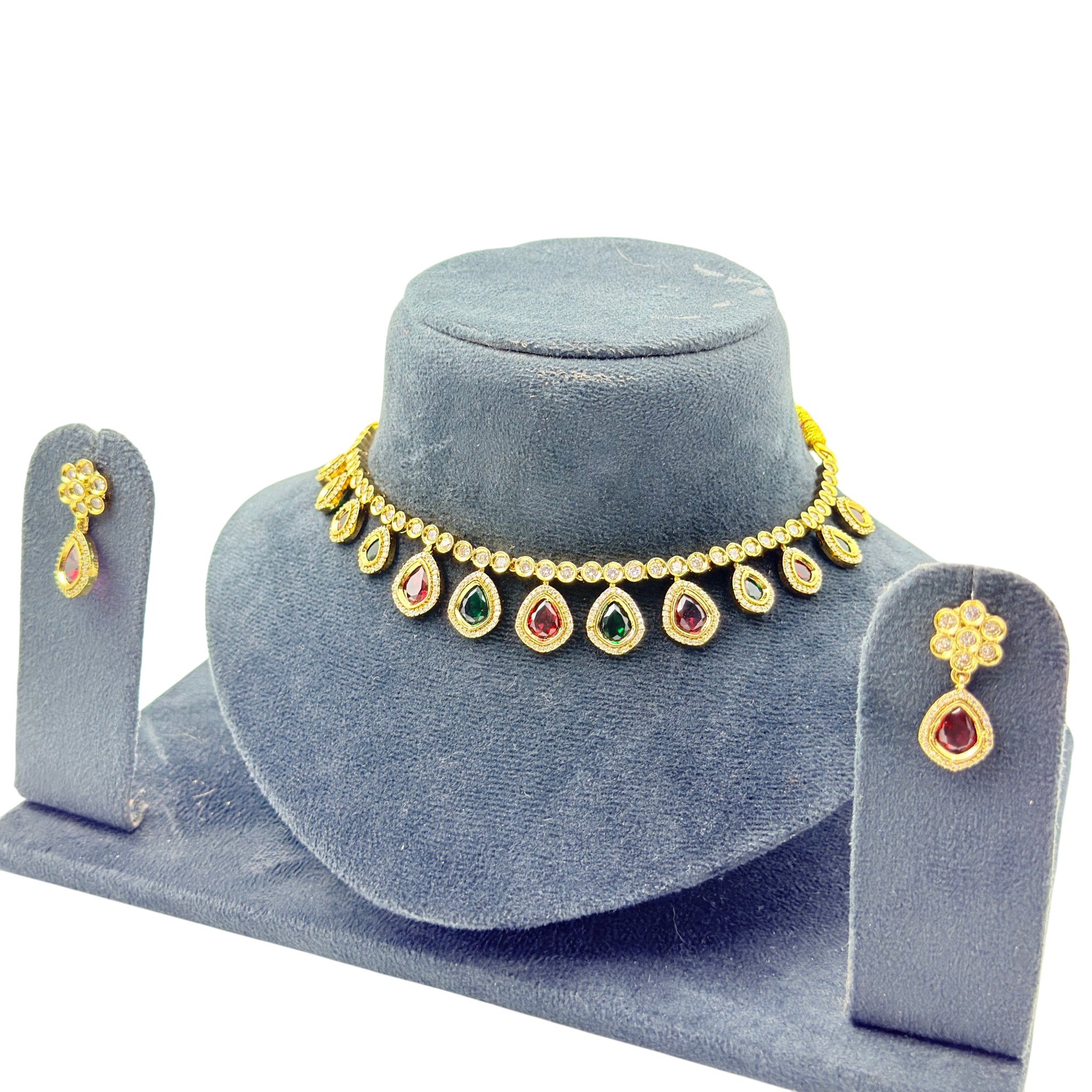 Multicolor Teardrop Kundan Choker Set