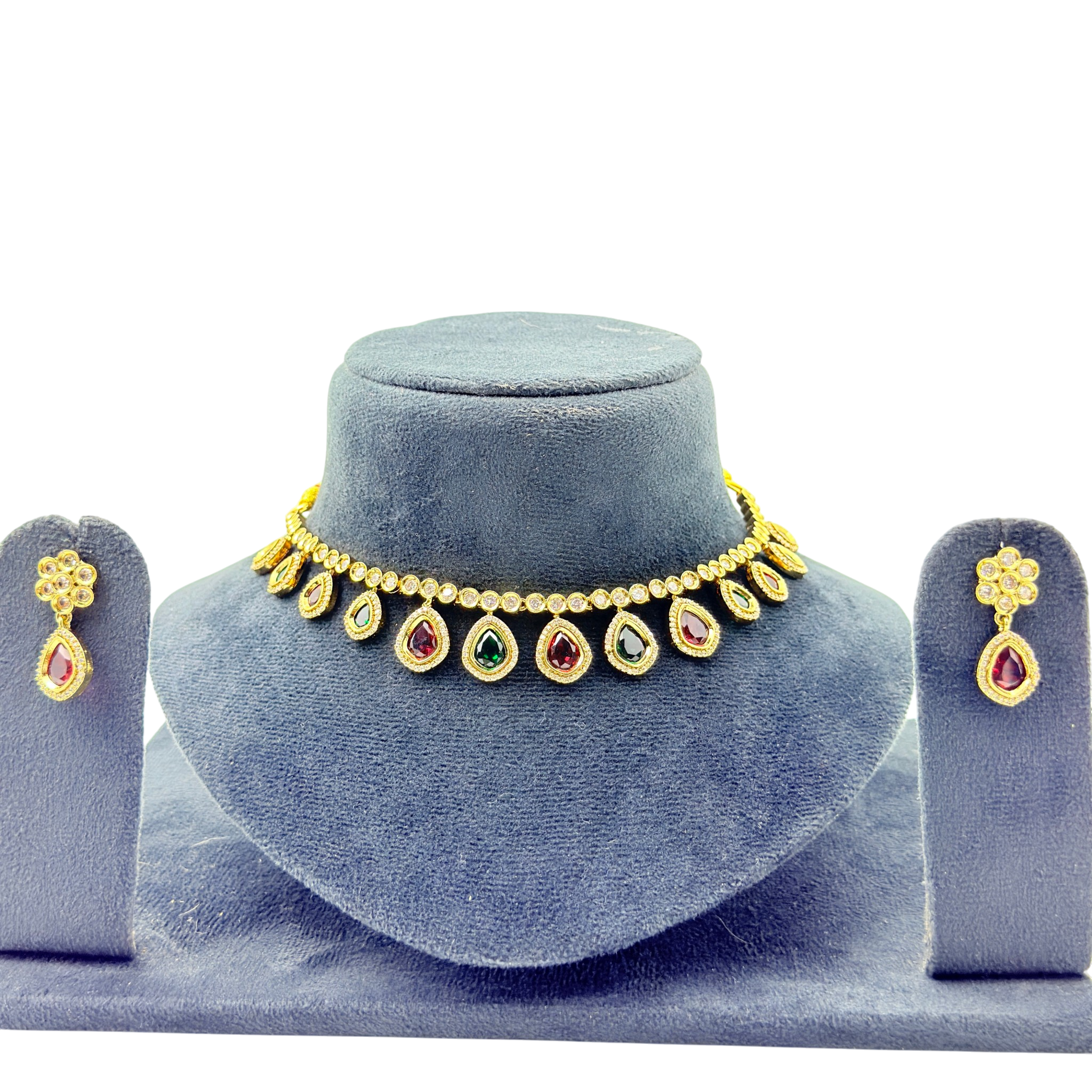 Multicolor Teardrop Kundan Choker Set