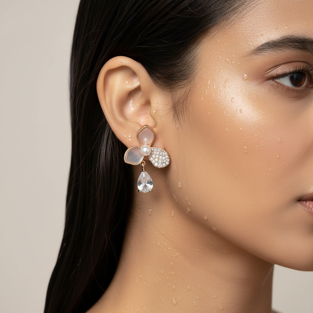 Pearl Blossom Teardrop Earrings