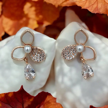 Pearl Blossom Teardrop Earrings