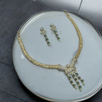Emerald Drape Elegance Necklace and Earrings Set