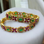 Majestic Floral Gemstone Bangle Set