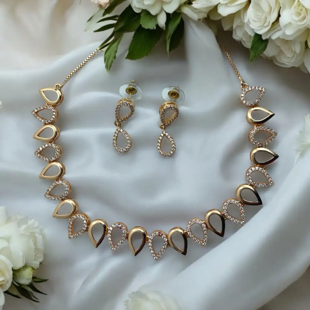 Infinity Teardrop American Diamond (AD) Necklace and Earrings Set