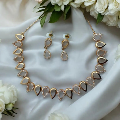 Infinity Teardrop American Diamond (AD) Necklace and Earrings Set