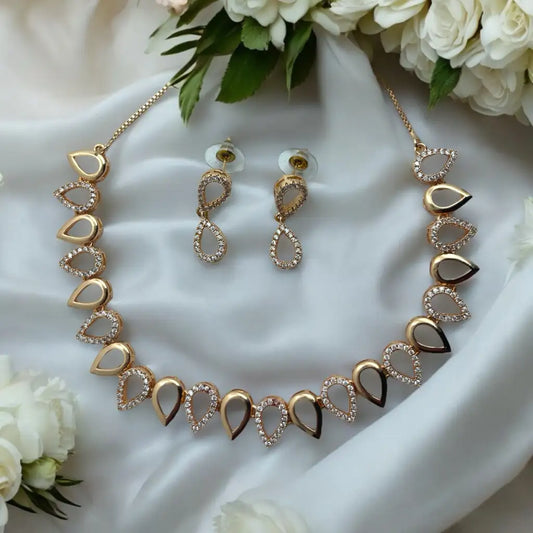 Infinity Teardrop American Diamond (AD) Necklace and Earrings Set