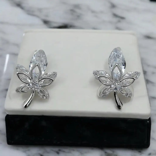 Crystal Leaf Elegance Earrings