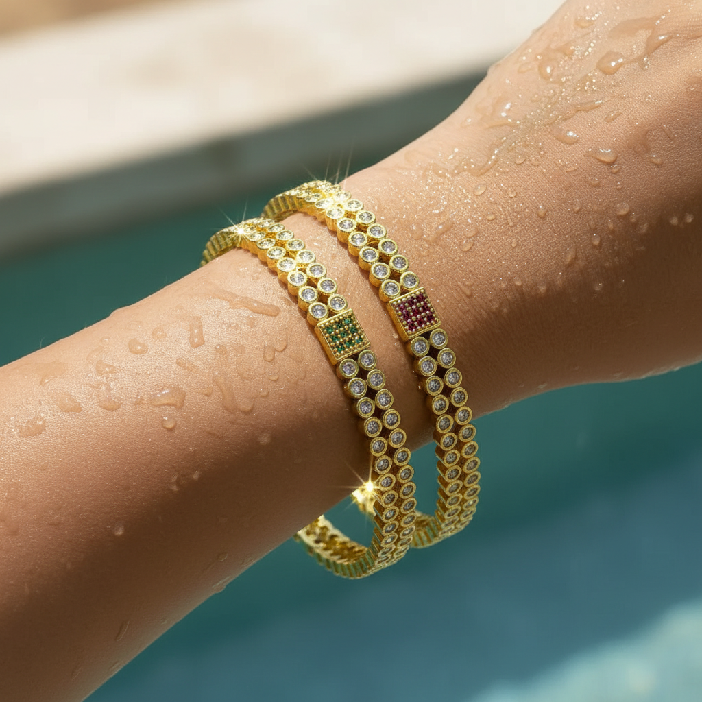 Elegant Gold & Crystal Bangle Set
